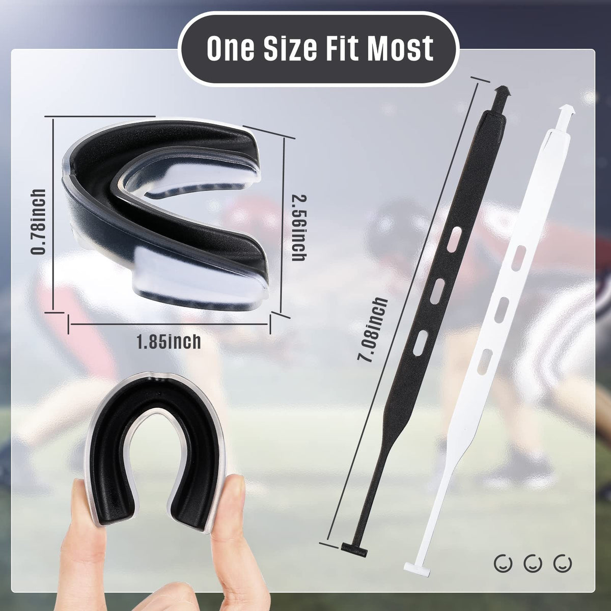 Youth Football Mouth Guard with Strap and Case – 2 Pack EVA Soft Mouthpiece for Kids & Adults