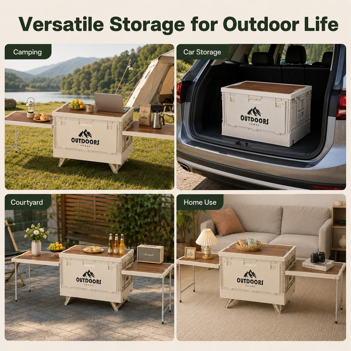 All-in-One Camping Kitchen Storage and Prep Table - Portable Folding Design