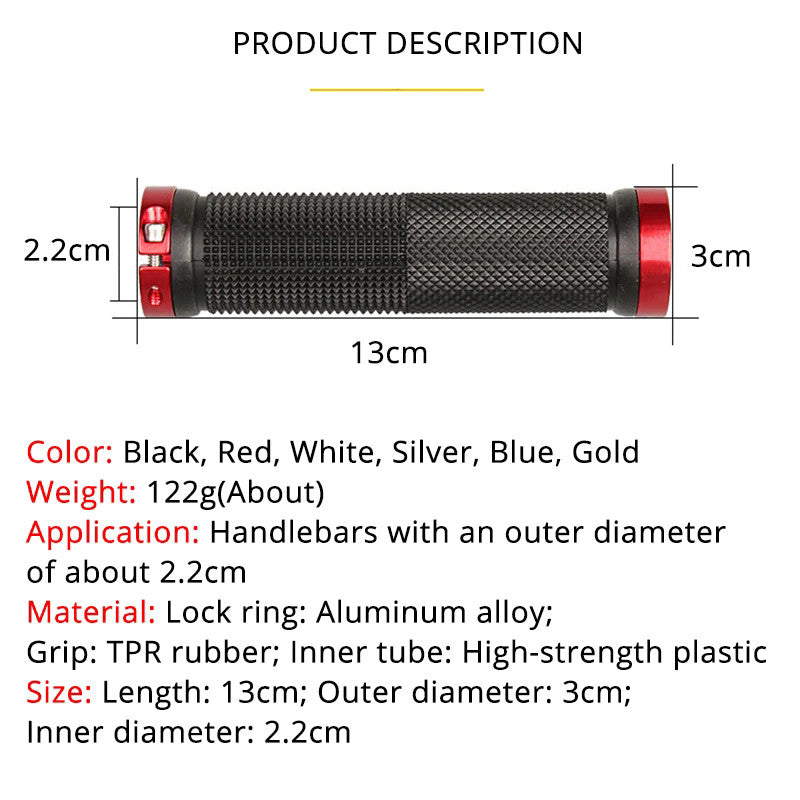 Lock-On Bicycle Handlebar Grips Set for MTB BMX Cycling - Black