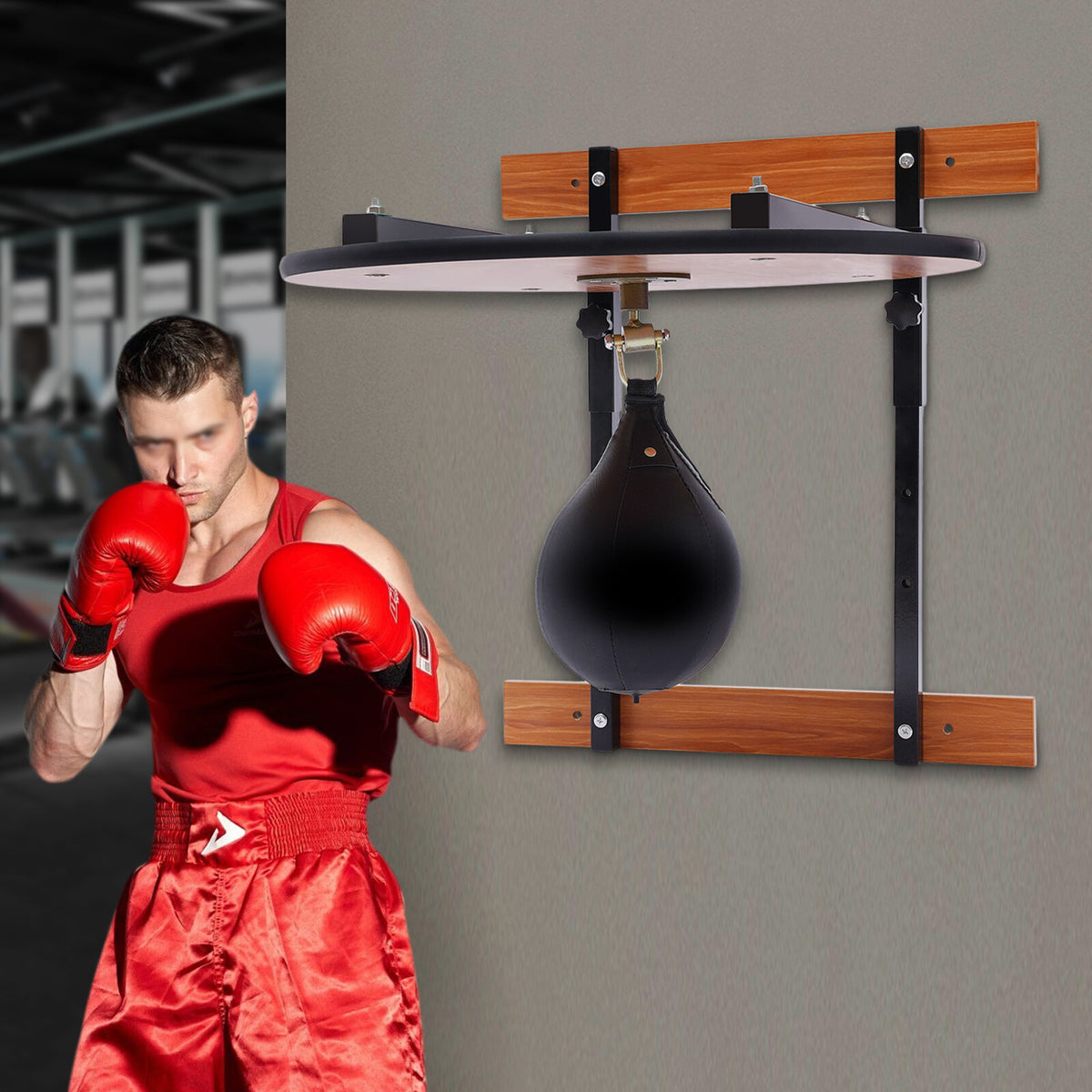 Wall-Mounted Adjustable Speed Bag Platform with 360° Swivel for Boxing Training