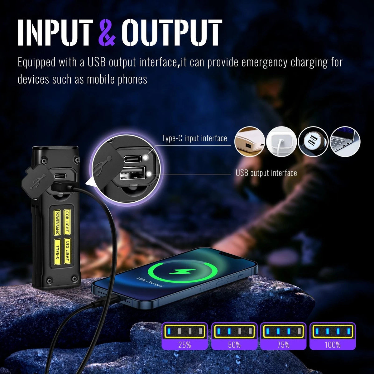 UV Flashlight 395nm Blacklight LED EDC Mini Rechargeable Torch