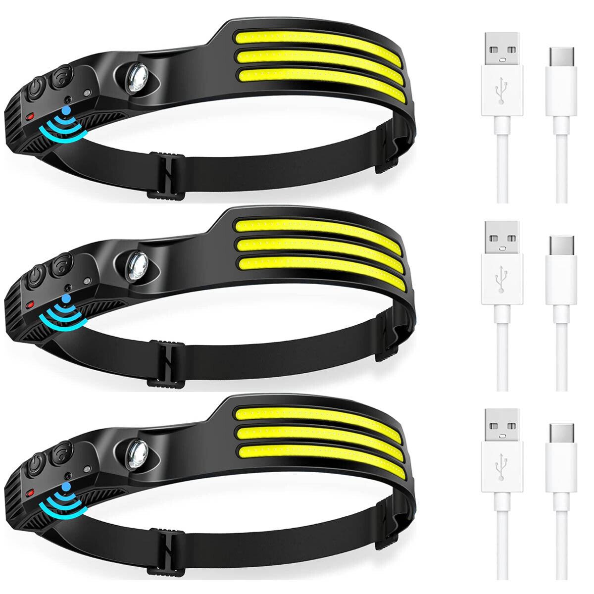 Rechargeable LED Headlamp with USB for Work and Outdoor Use - Bright Headlight