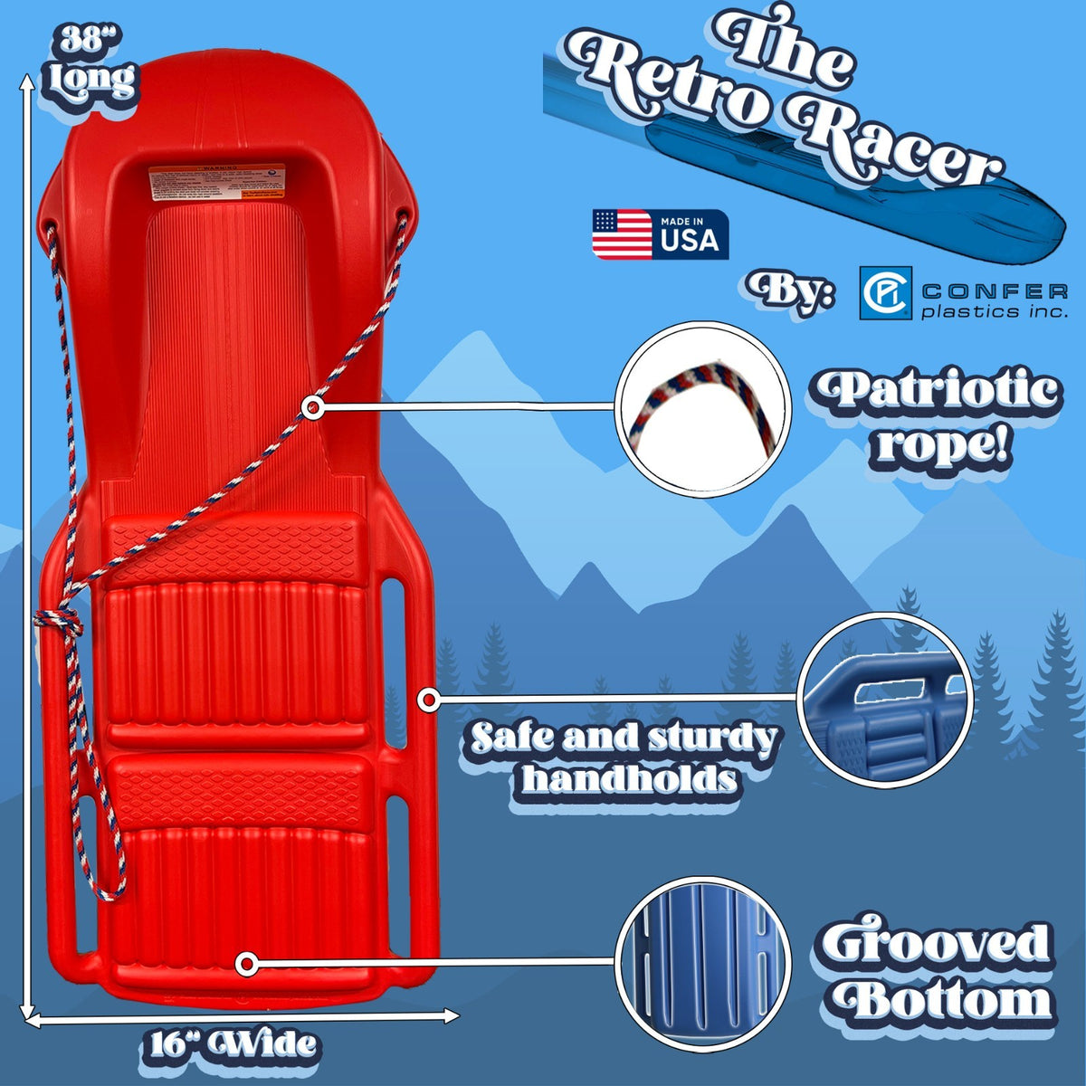 Retro Snow Sled for Winter Recreation Durable Outdoor Toy