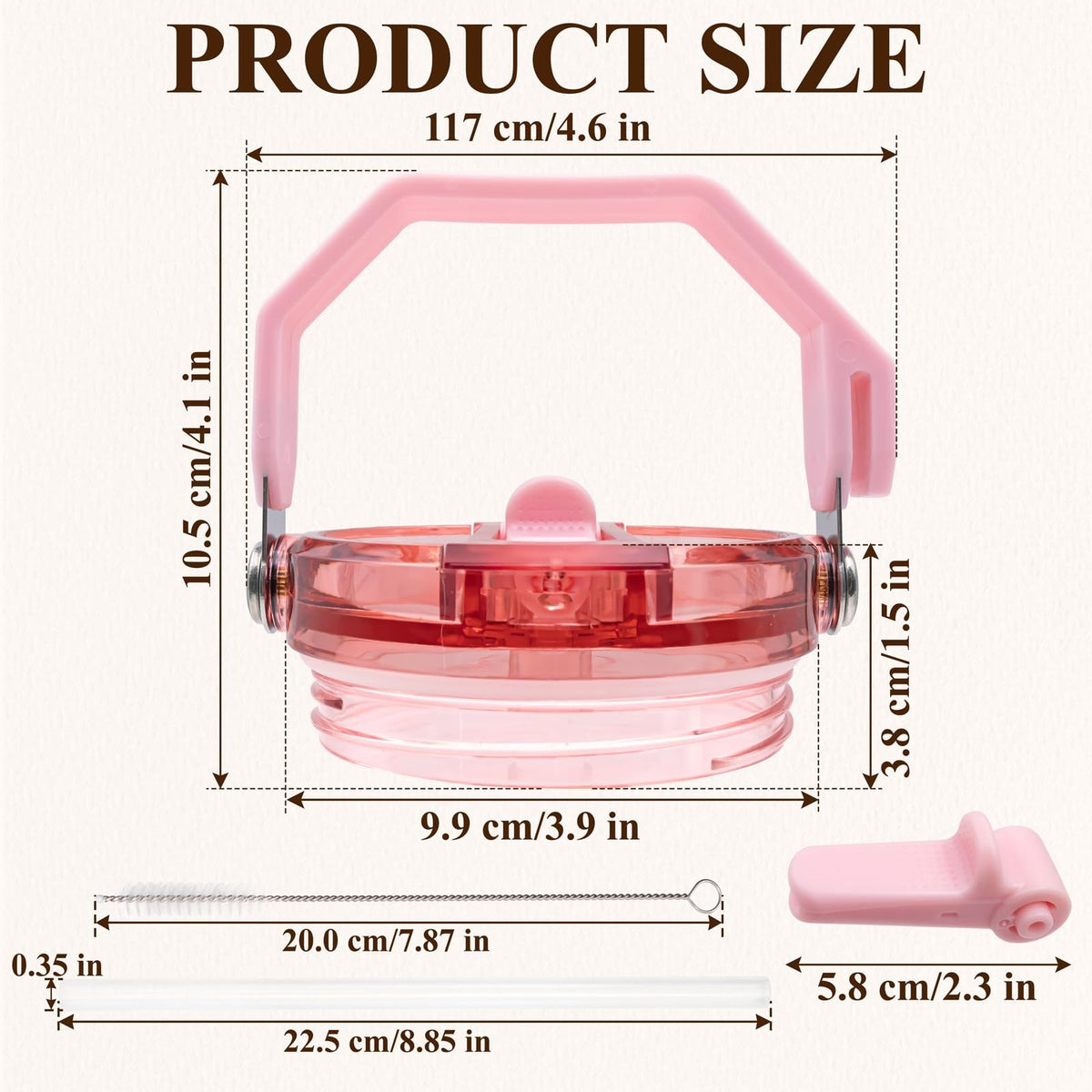 Leakproof Flip Straw Lid with Handle for 40oz Stanley Quencher Pink