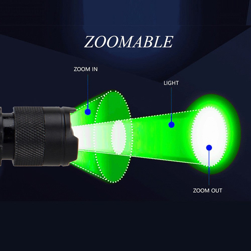 Mini LED Flashlight UV Zoomable Torch for Camping Hiking Night Astronomy