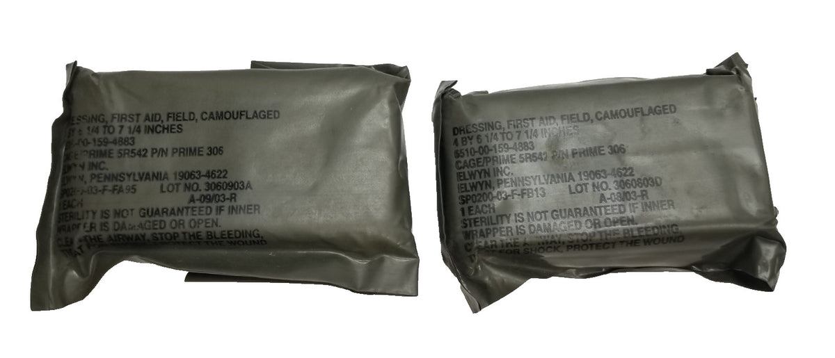 US Military First Aid Bandages 2-Pack - Camouflage Field Dressings