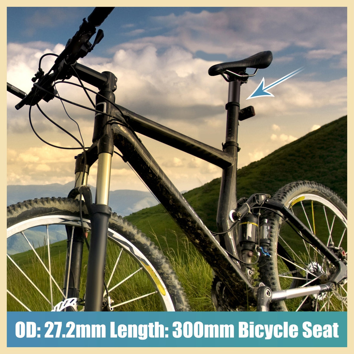 27.2x300mm Aluminum Bike Seat Post for Mountain & Road Bikes