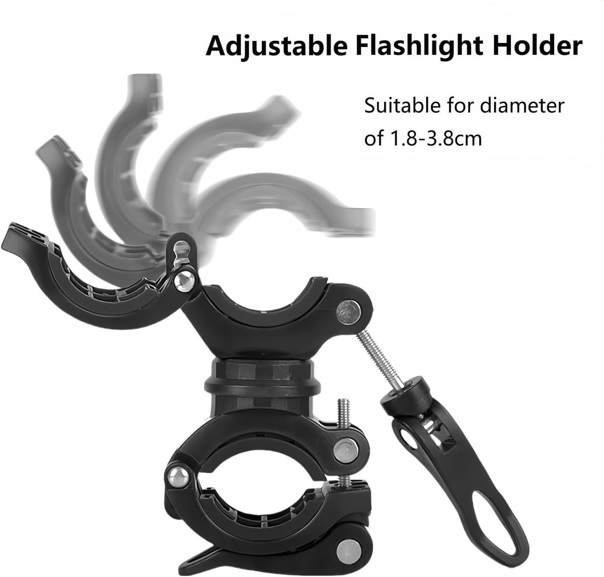 Bicycle Flashlight Mount Holder with Rubber Clamp - 2 Pack