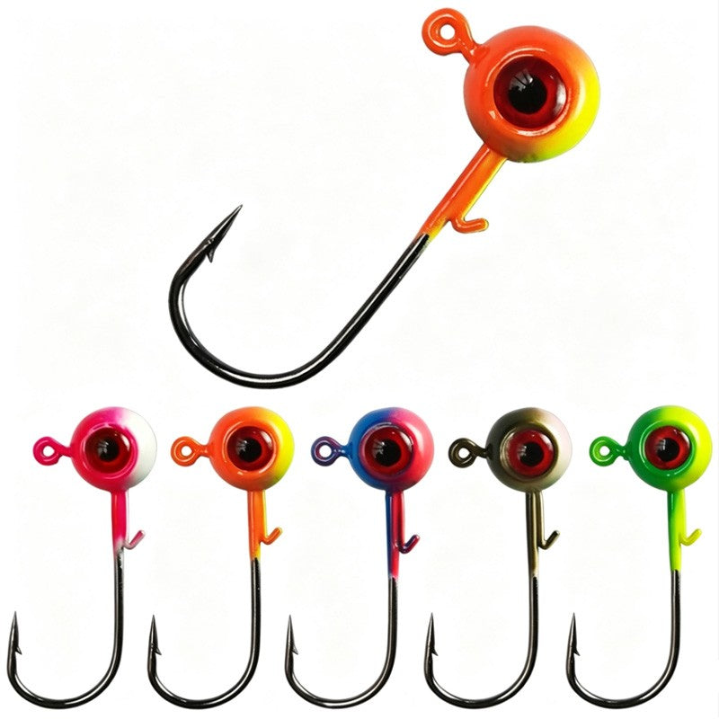 25Pcs Painted Crappie Jig Heads Fishing Hooks with 3D Eyes for Bass Trout Panfish