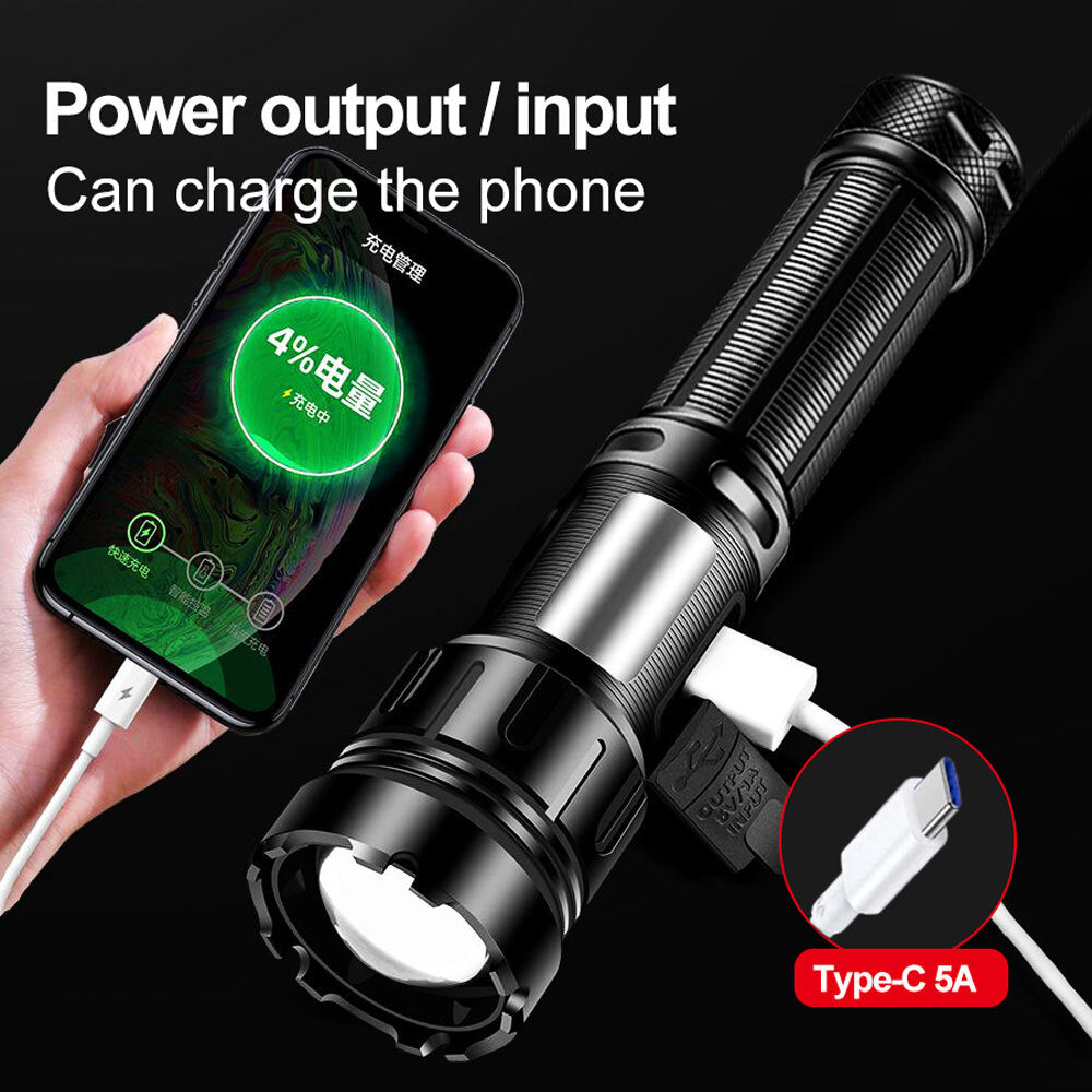 Rechargeable 1,000,000 Lumens LED Tactical Flashlight with COB Side Light and Long Range Beam