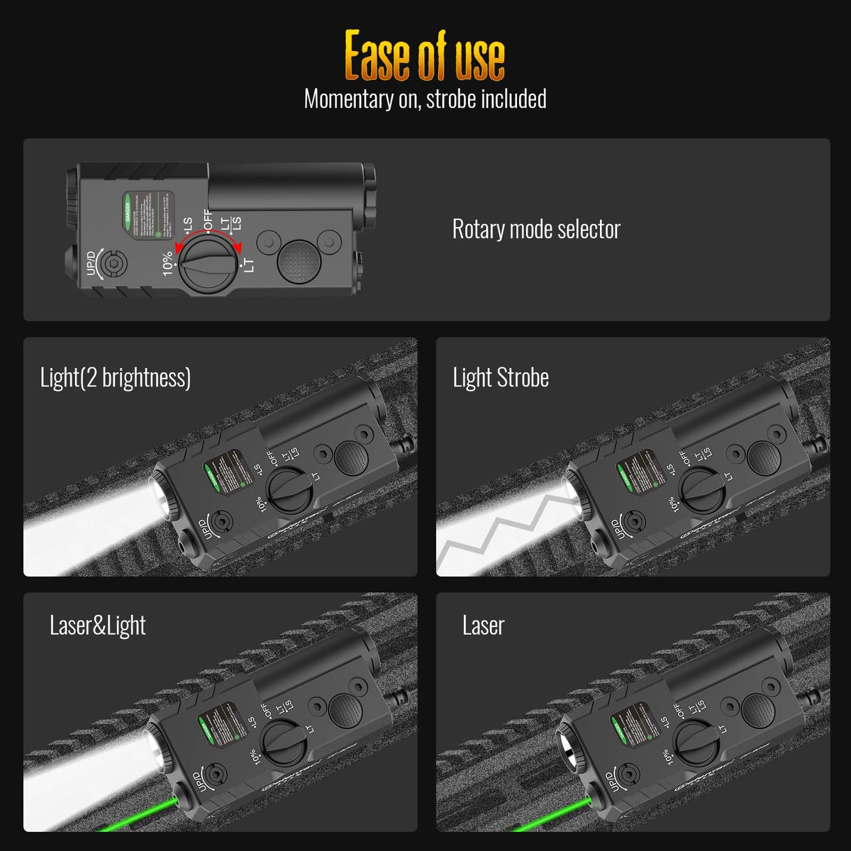 Green Laser Light Combo with Flashlight and Lever Indicator for Rifle