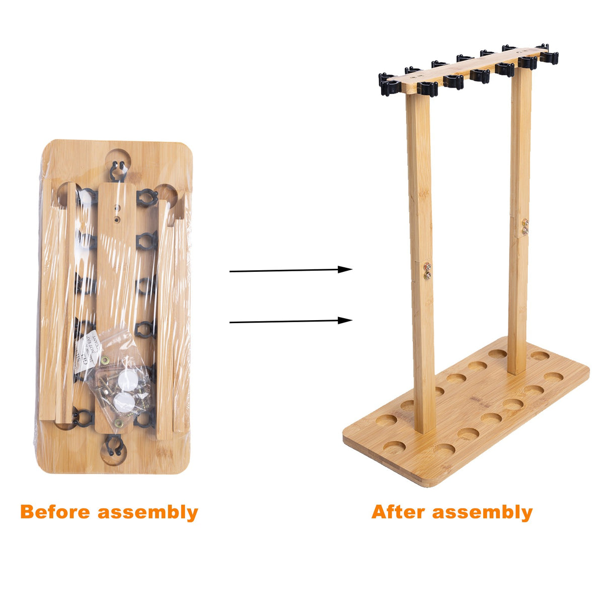 Wooden Fishing Rod Storage Rack for 14 Poles - Stable Floor Stand Organizer