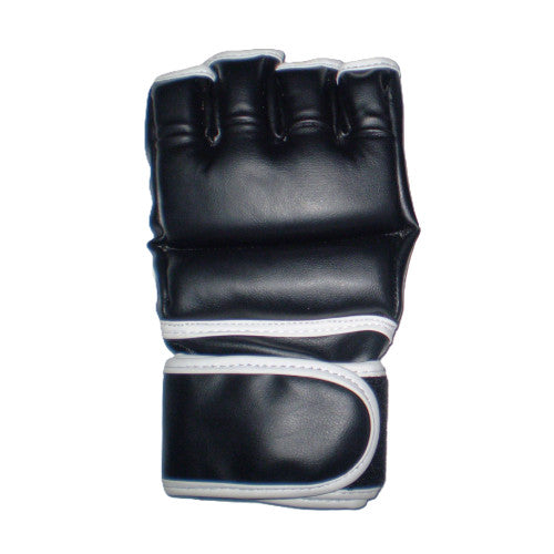 Hybrid MMA Gloves for Grappling and Training in Faux Leather - Black White