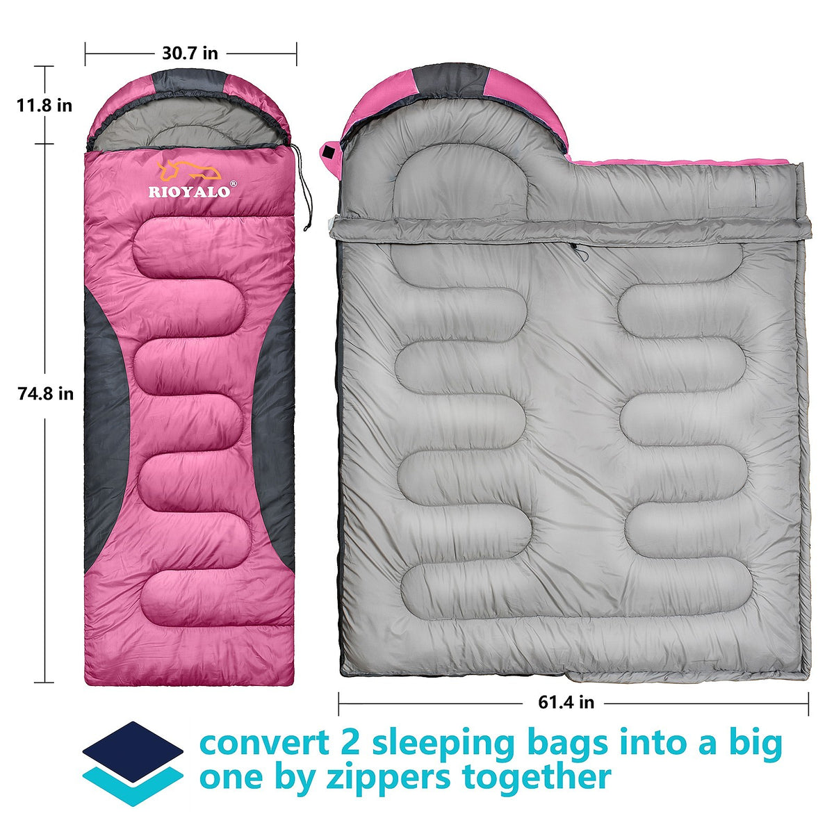 Zero Degree Winter Sleeping Bag for Camping & Hiking - Waterproof, Big & Tall
