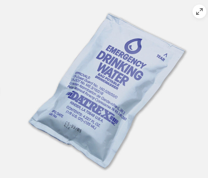 Emergency Survival Water Pouch Pack of 64 - 125ml Purified Water for Disaster Preparedness