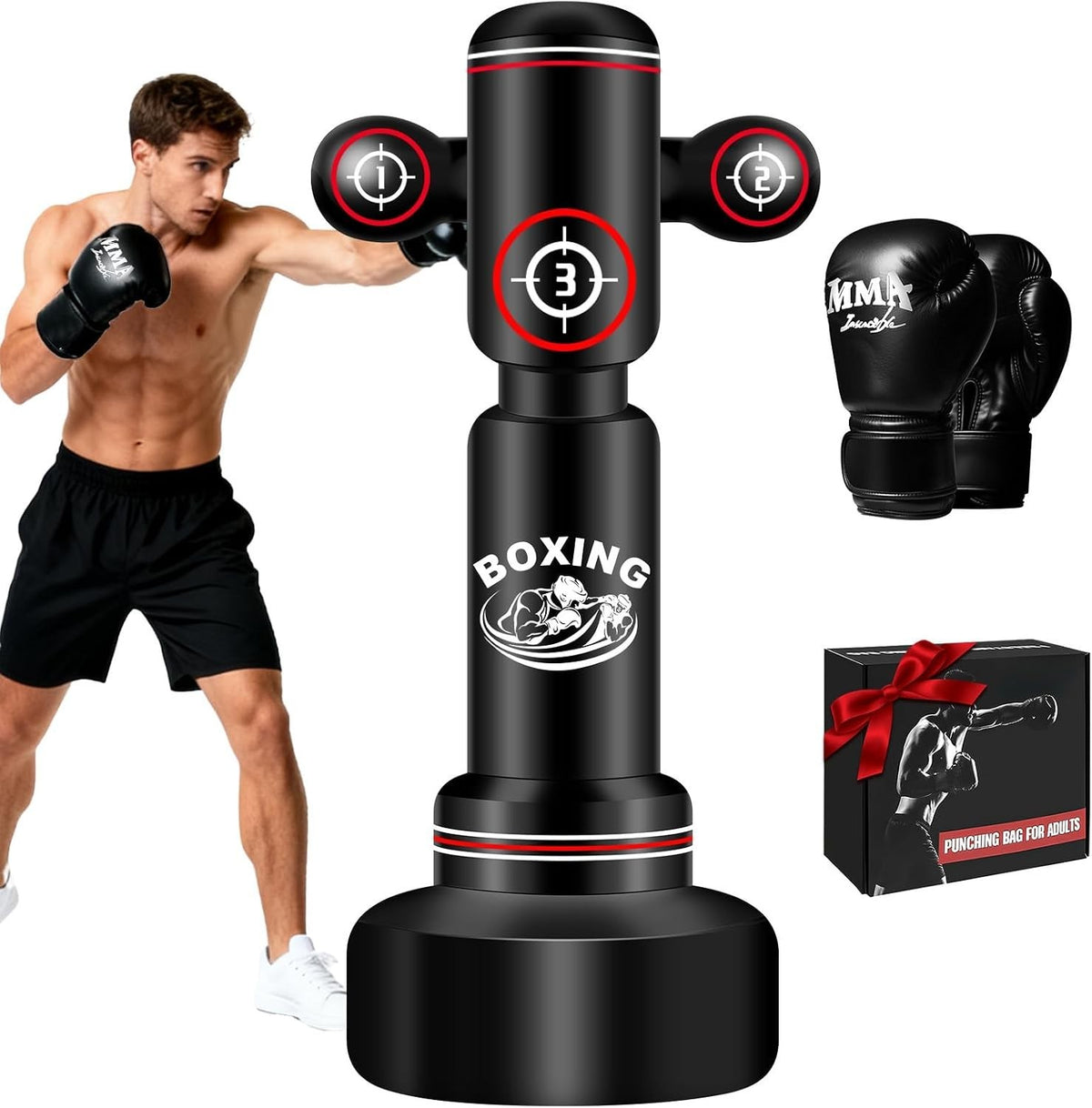 Heavy Freestanding Punching Bag for Adults with Gloves - 70 Inches