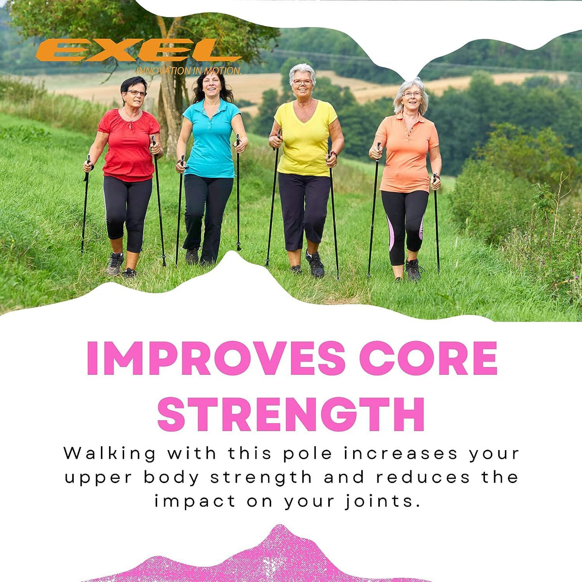 Premium Nordic Walking Poles 1-Piece Adjustable Length for Fitness & Hiking