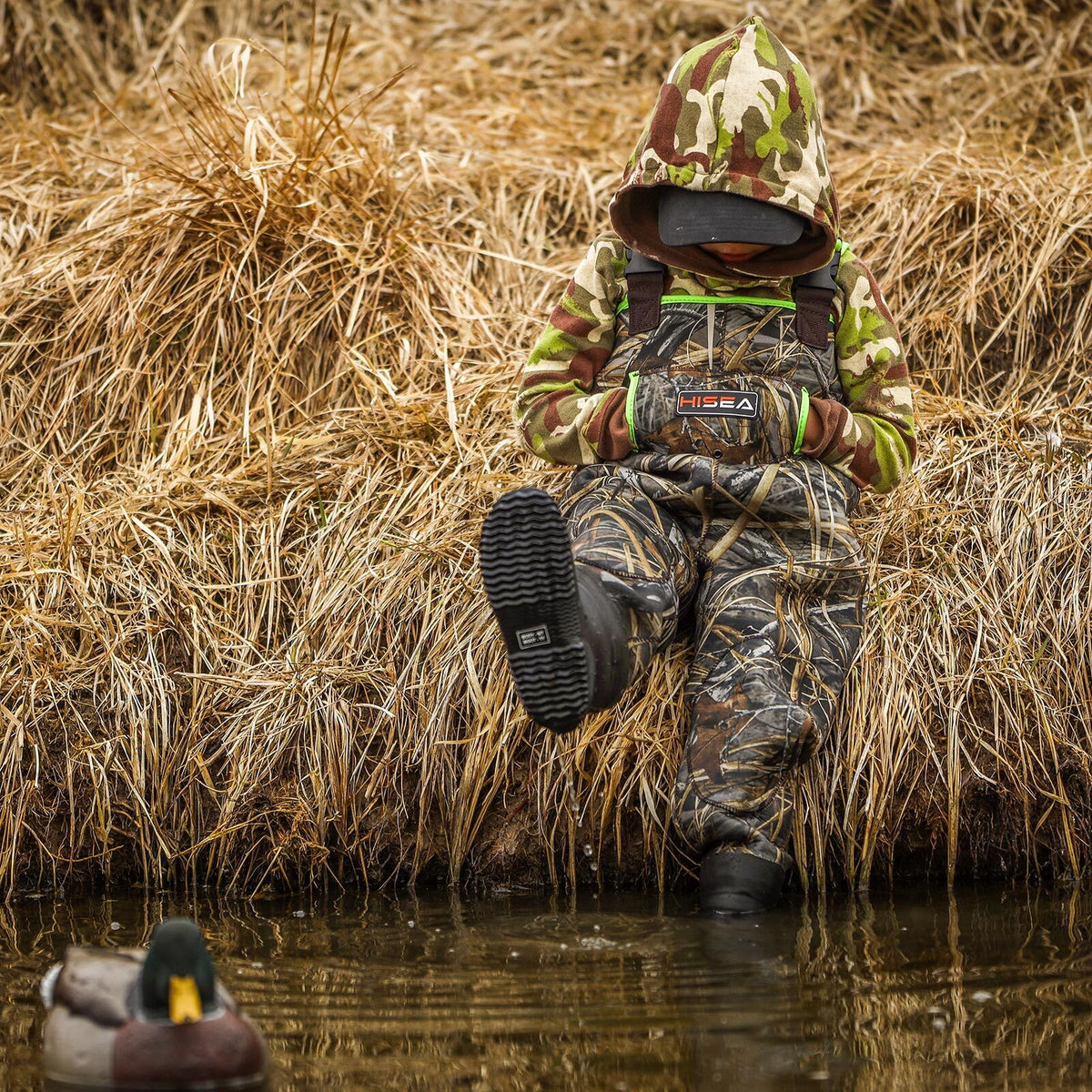 Kids Neoprene Waders with Boot Foot - Waterproof Hunting & Fishing Chest Waders for Toddlers