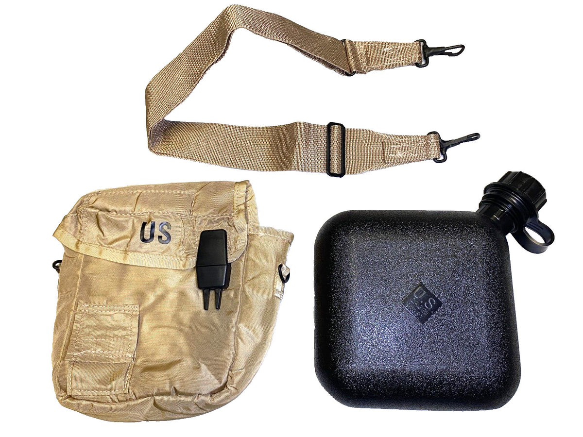 Military 2 Quart Collapsible Water Canteen with Cover and Strap