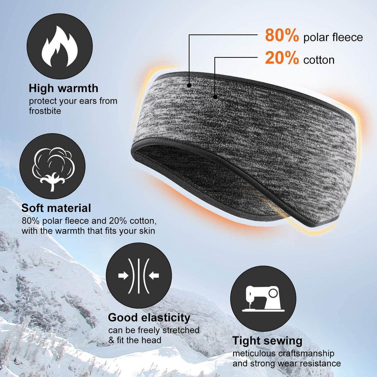 Winter Ear Warmer Headband for Women Men Fleece Ski Ear Muffs Sports