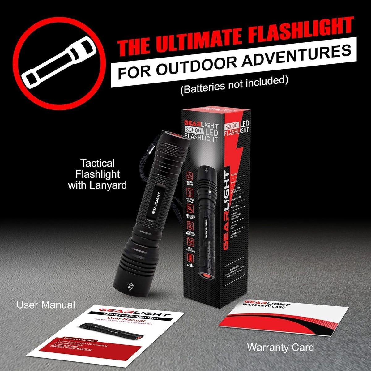 Mid-Size Tactical LED Flashlight 1200 Lumens Waterproof & Zoomable