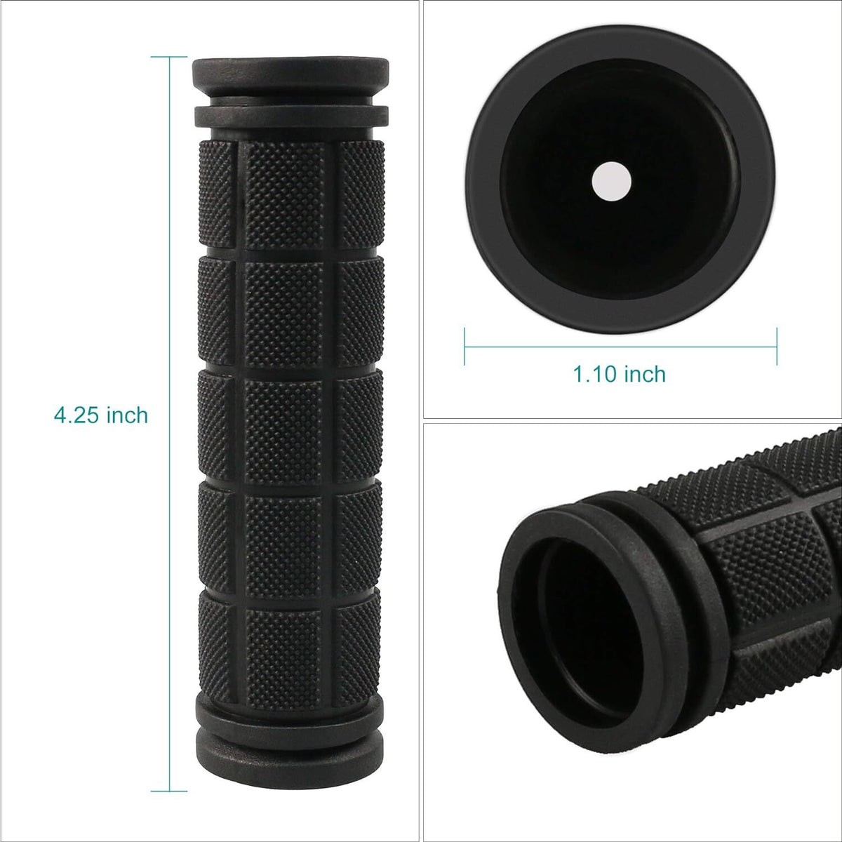 Bike Handlebar Grips Non-Slip Rubber 2 Pairs for Mountain, Road, BMX & Folding Bikes