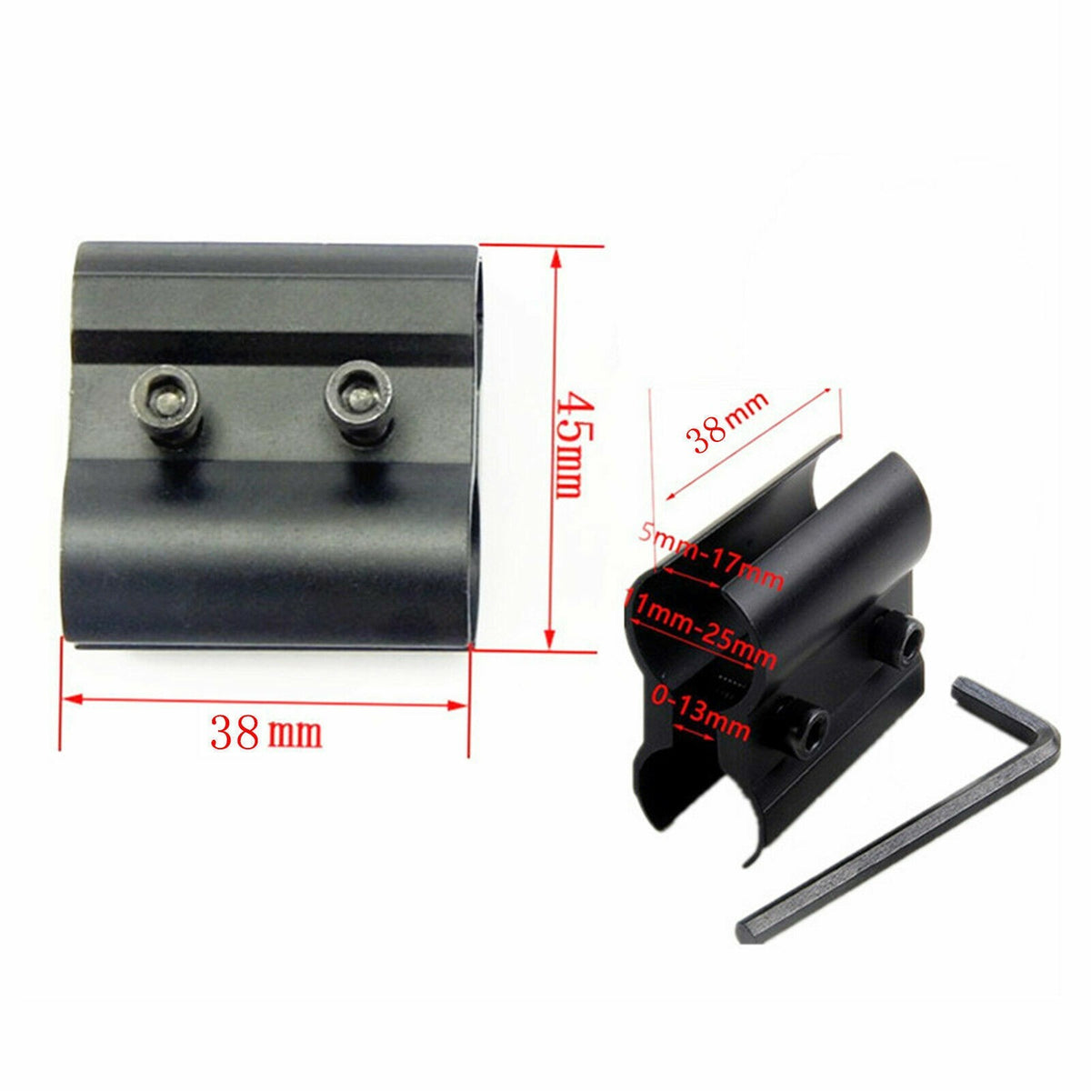 Tactical Gun Barrel Mount for Flashlights and Lasers – Black Aluminum Clamp