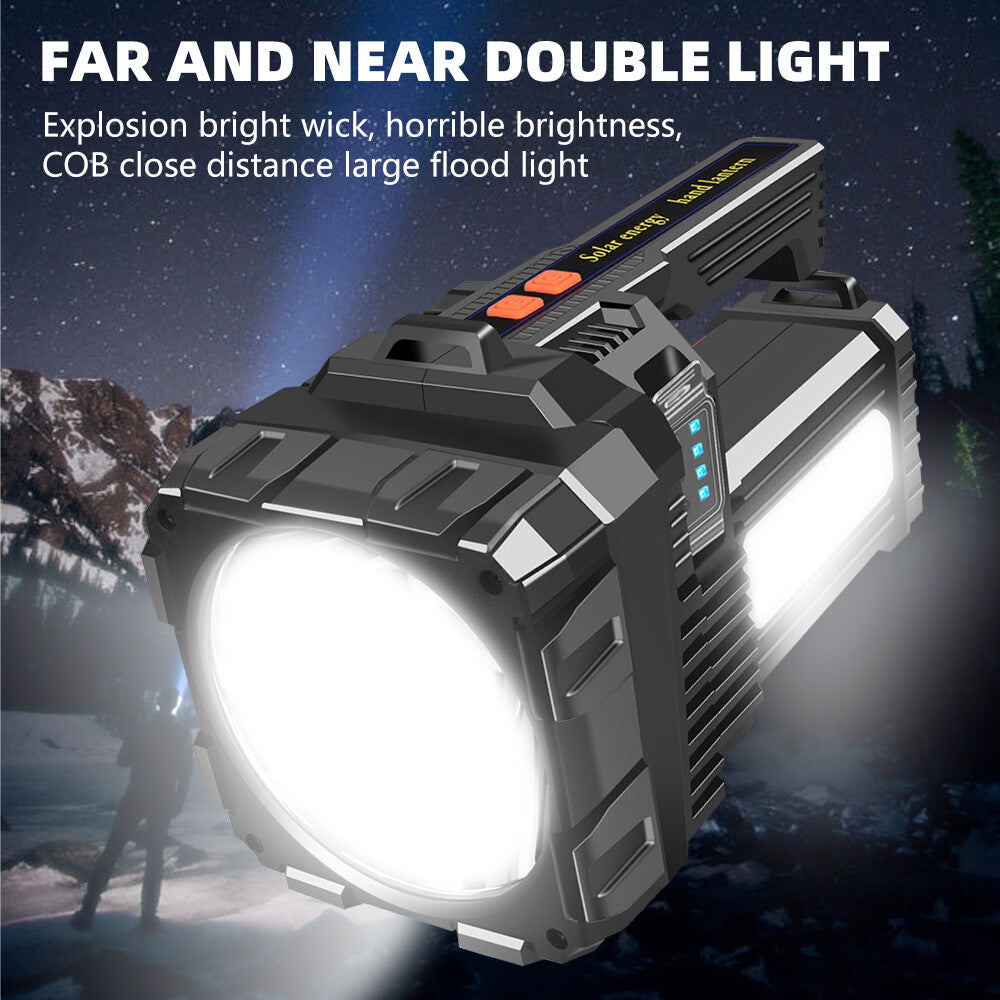 Super Bright 10 Million Lumens Rechargeable Handheld Spotlight with Solar & Power Bank