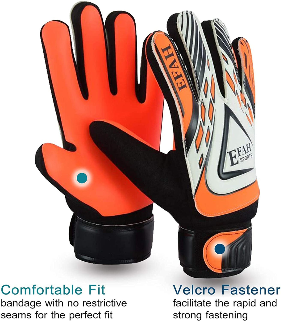 Soccer Goalie Size 5 for Ages 9-12 – Black/Orange, EFAH SPORTS