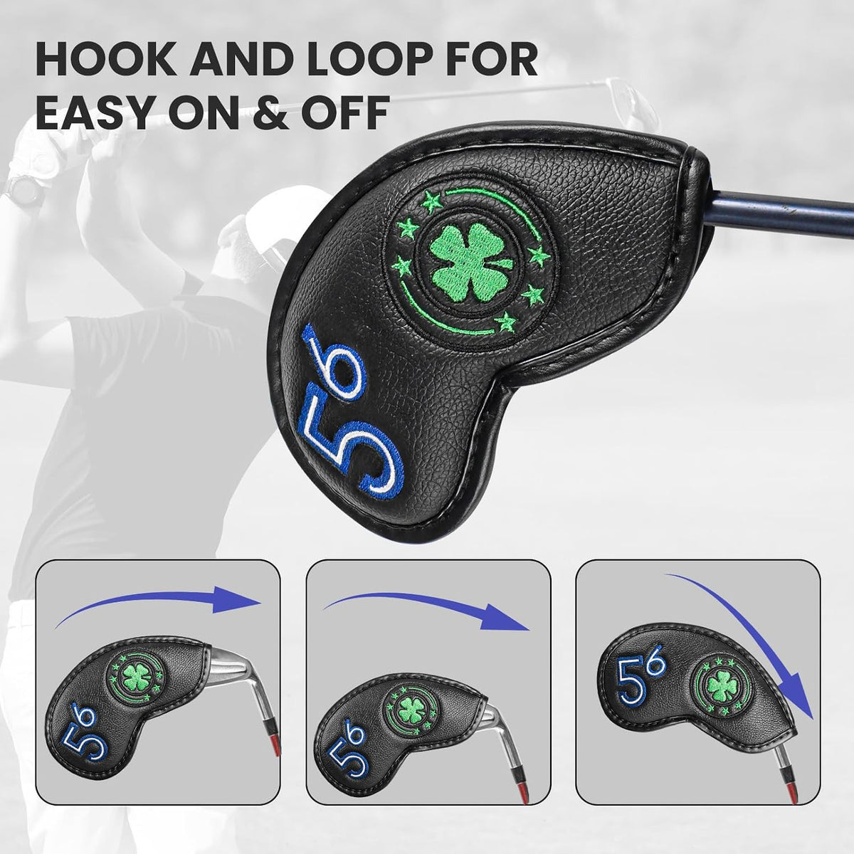 Golf Wedge Iron Head Covers 52°, 54°, 56°, 60° - Waterproof & Durable