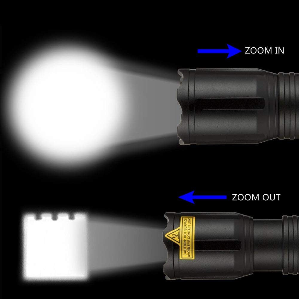 Multicolor Rechargeable LED Tactical Flashlight Waterproof with Focus