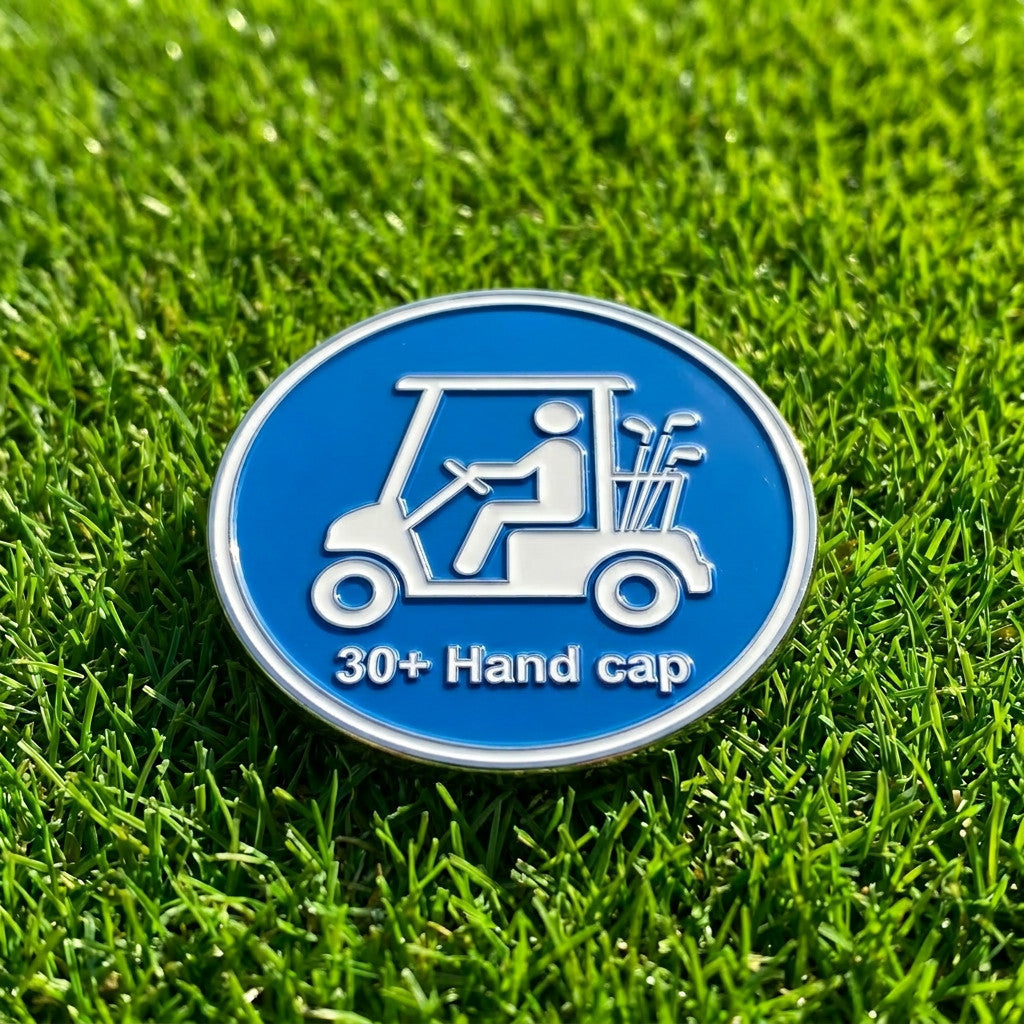 Golf Ball Marker with Handicap Parody Design - Funny Golf Cart Edition
