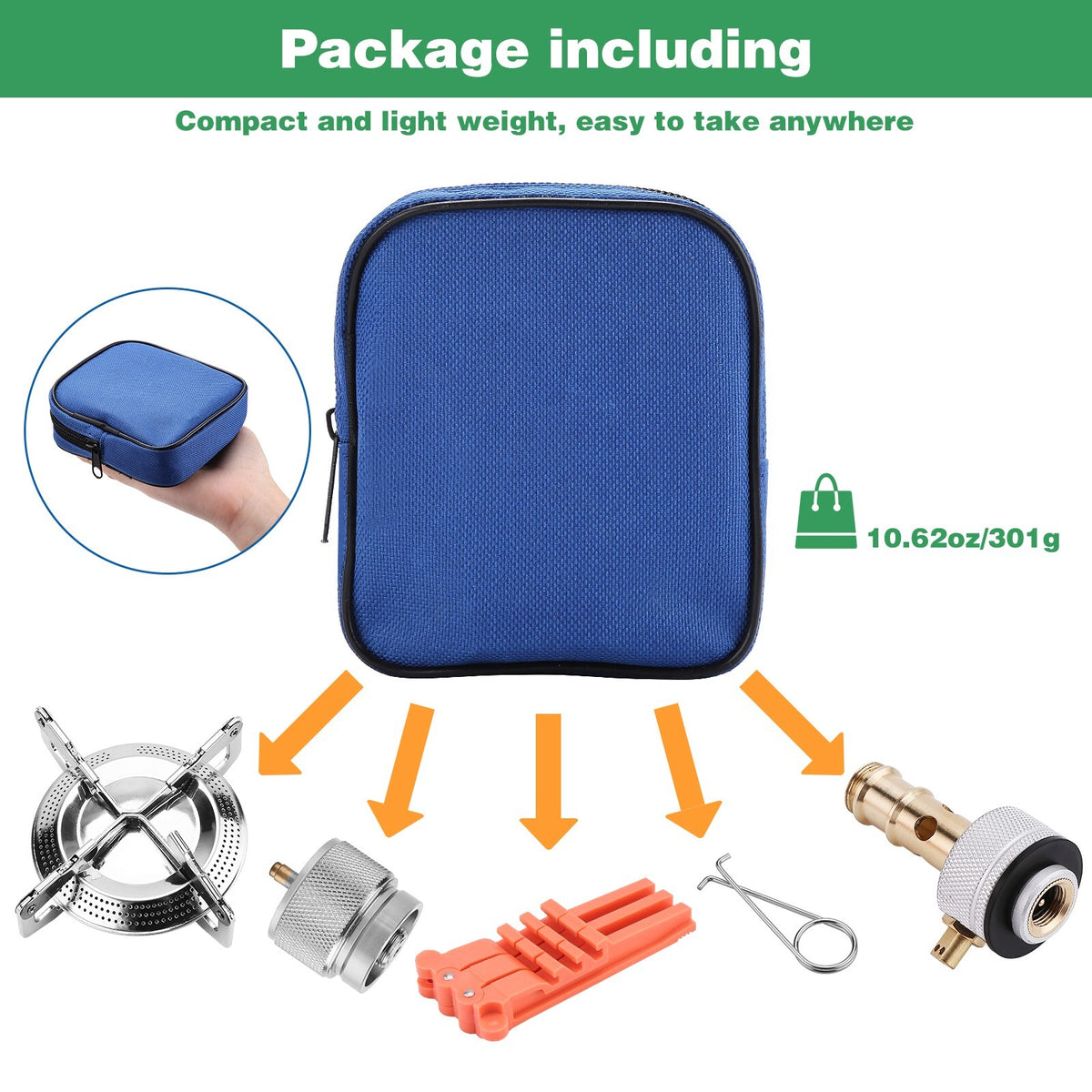Portable Camping Stove Burner with 1LB Propane Tank Adapter for Backpacking & Outdoor Cooking