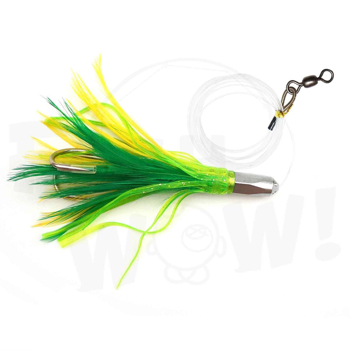 10PCS 4.5-Inch Saltwater Trolling Fish Rigged Bullet Head Feather Lures