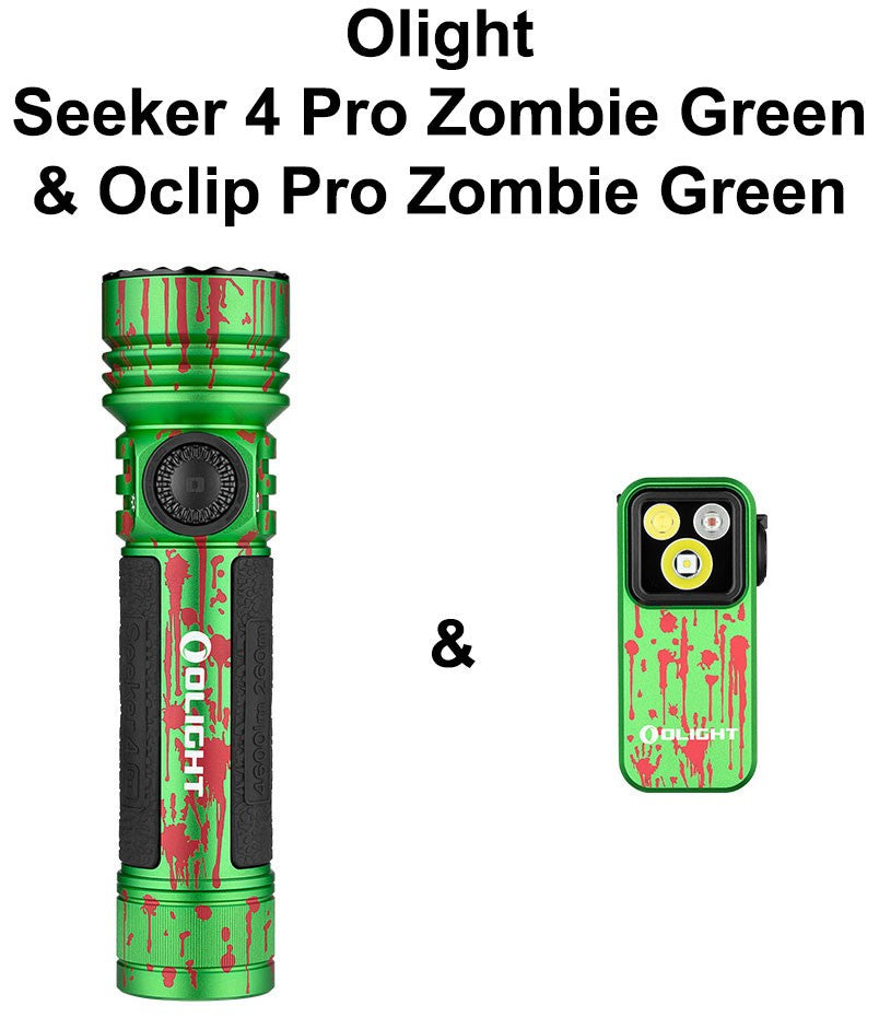 High Power Tactical Flashlight 4600 Lumens with Holster & Clip - Zombie Green