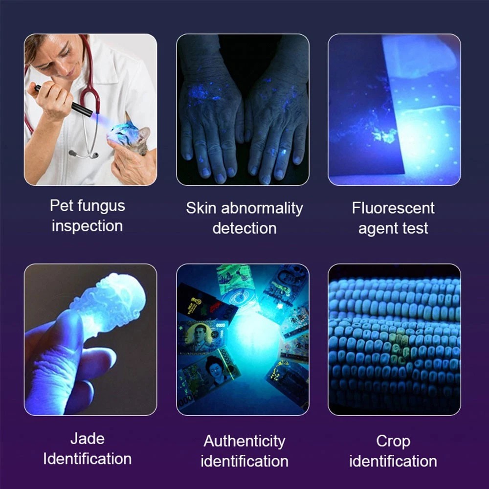 Rechargeable UV Flashlight 365nm 30W 60W 120W Black Light Inspection Torch
