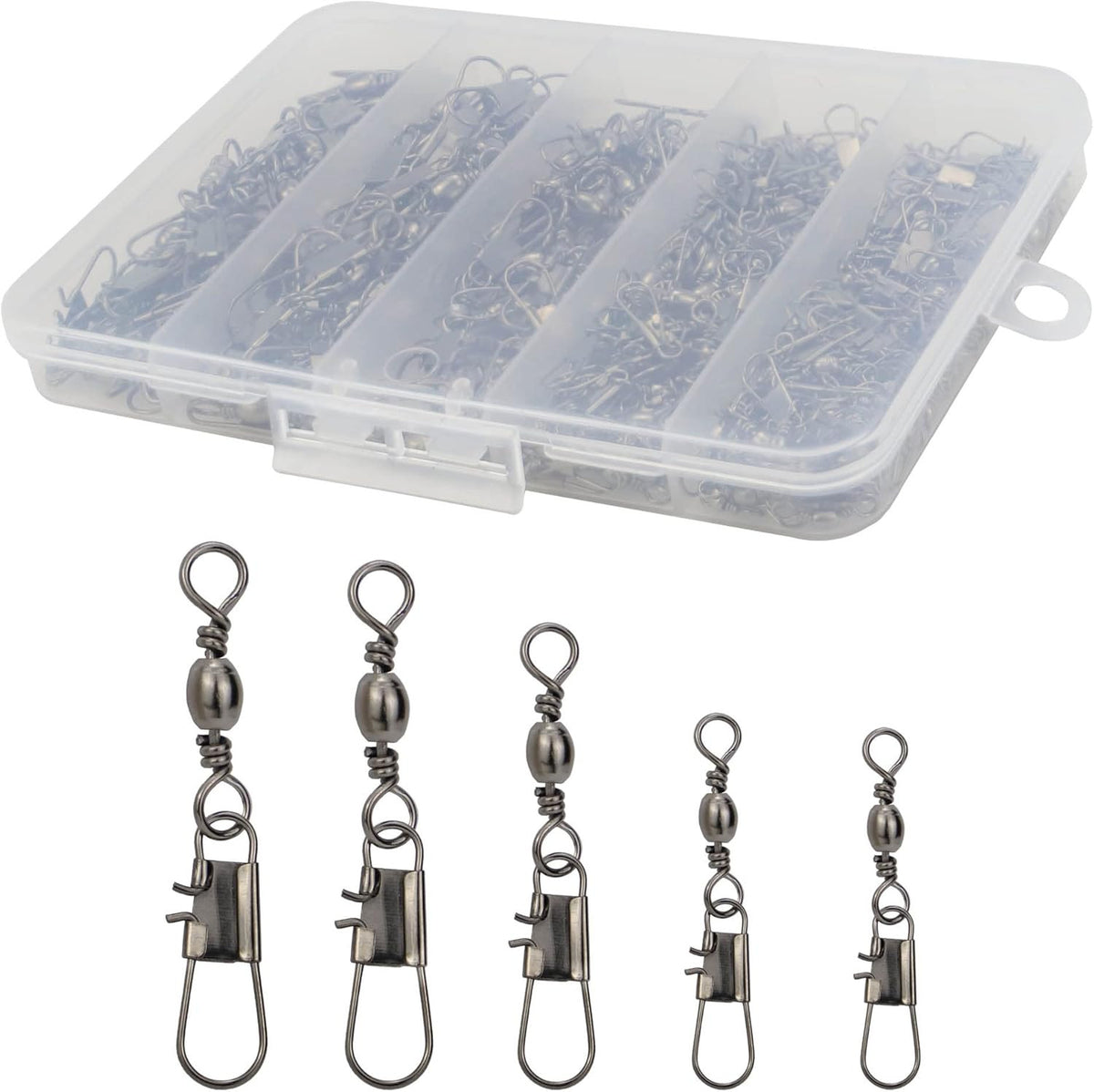 Fishing Swivels Snap Swivels 210pcs Set with Multiple Sizes for Saltwater & Freshwater