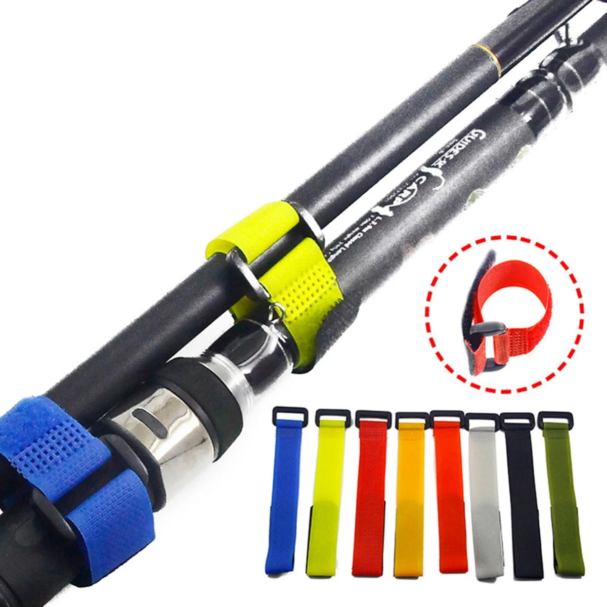 10-Pack Adjustable Fishing Rod Tie Straps for Organized Storage