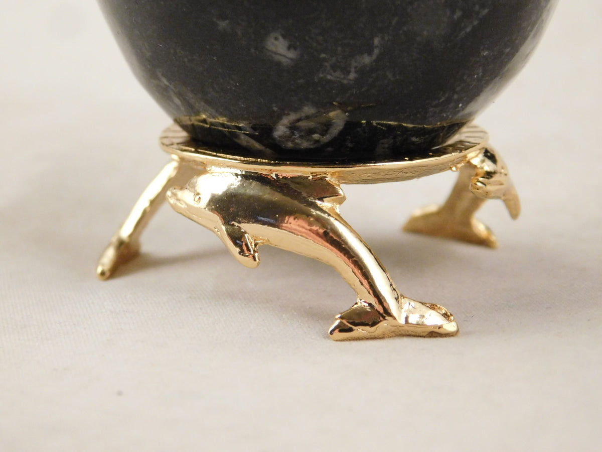 Small Gold Dolphin Sphere Display Stand for Collectibles and Decorations