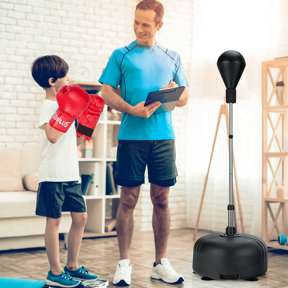 Freestanding Punching Bag with Stand and Boxing Gloves for Kids and Adults