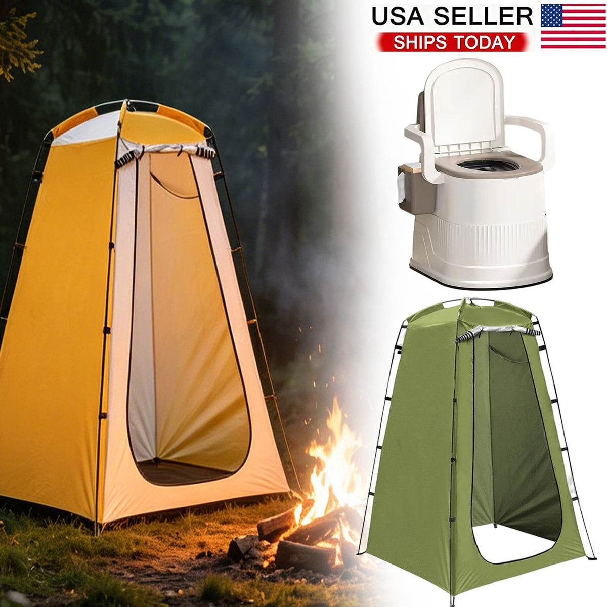 Portable Toilet and Privacy Tent Kit for Outdoor Use - Waterproof & UV-Resistant