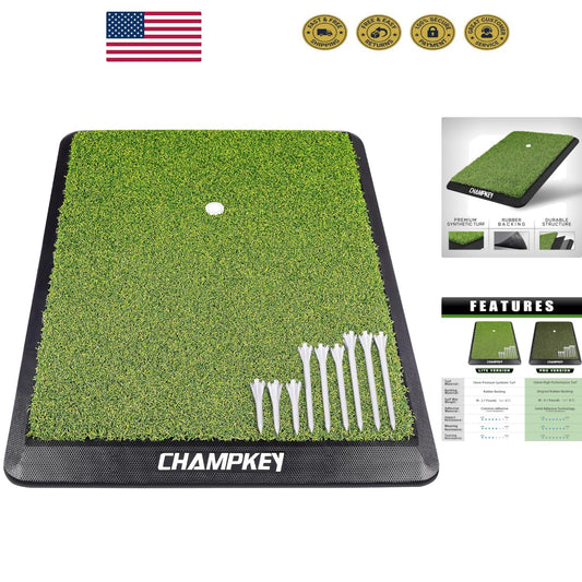 Golf Practice Mat 13x17 with Rubber & Plastic Tees - Compact Design