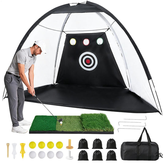 10x7FT Golf Practice Net with Mat and Target for Hitting and Skill Improvement