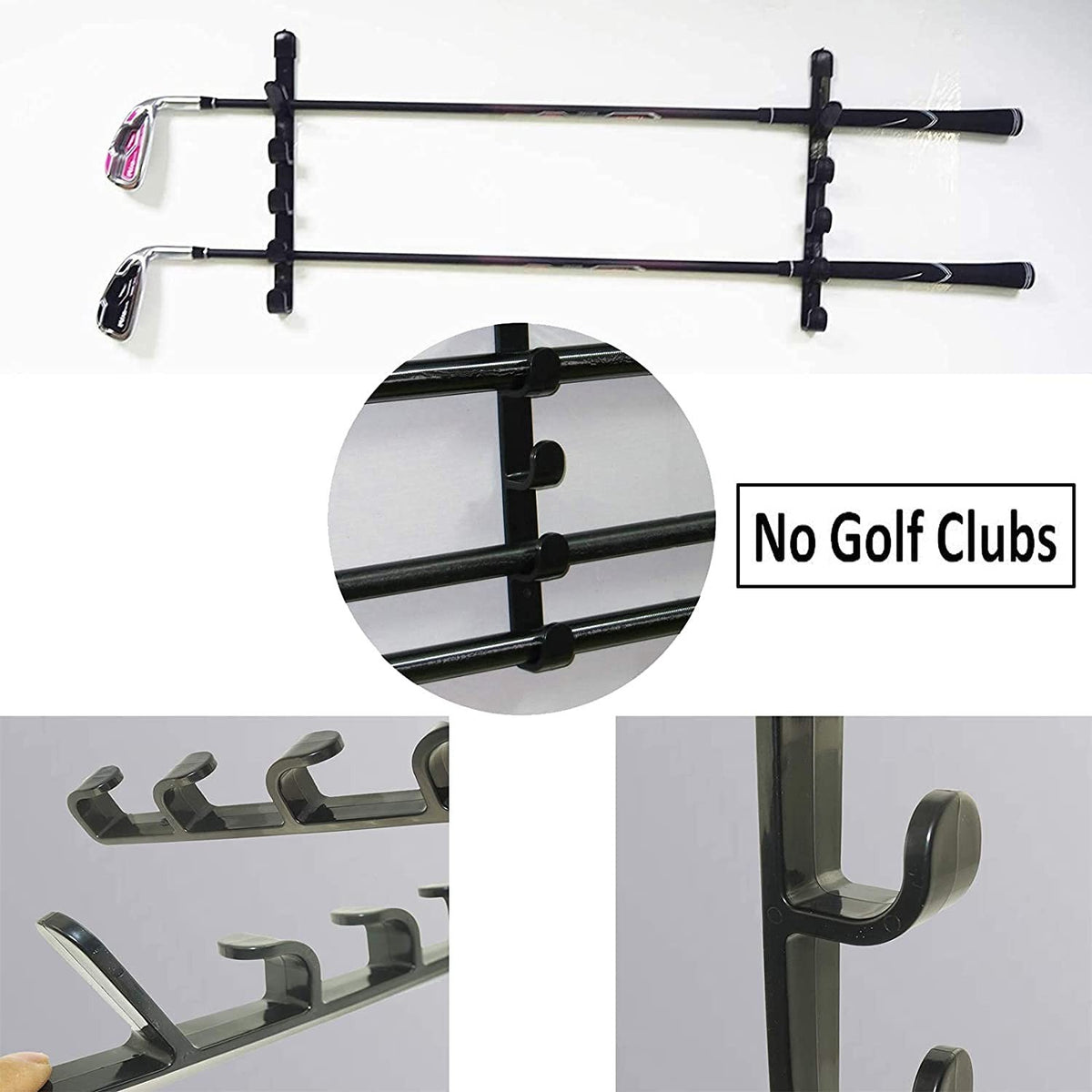 Wall Mount Golf Club Storage Rack Organizer - Holds Up to 10 Clubs