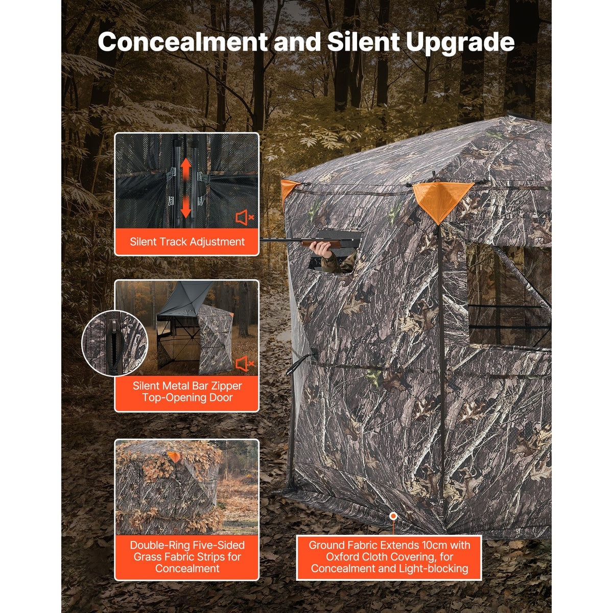 Portable Hunting Blind for 6-7 People with Carry Bag - Weather-Resistant & Quiet Design