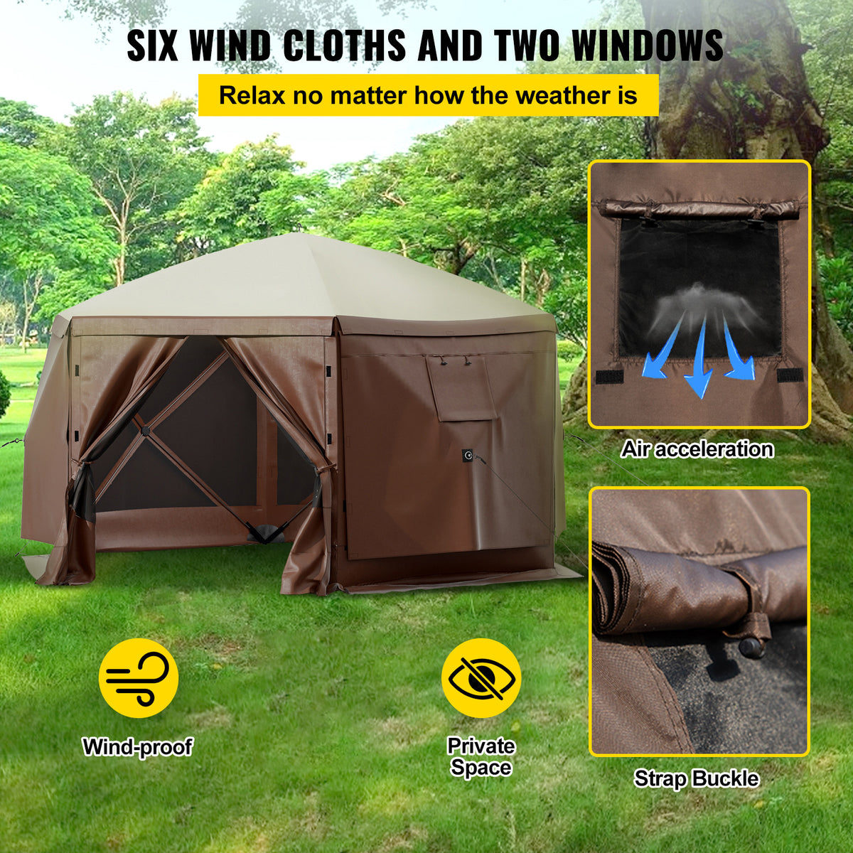 Portable 10x10 Pop-Up Camping Gazebo Shelter with Side Walls