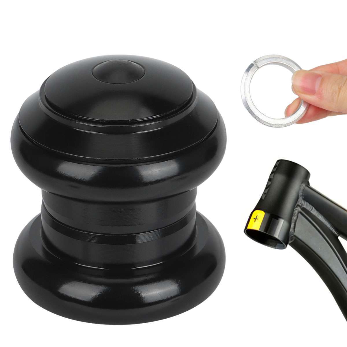 34mm 1-1/8 Inch Threadless Bicycle Headset Kit Aluminum Alloy Black
