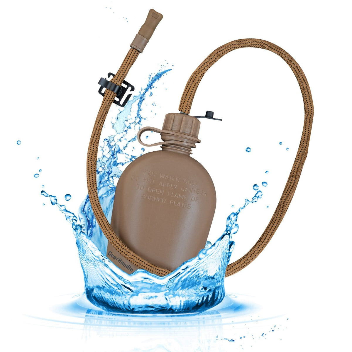 Military 1 Quart Canteen with Hydration Drink Tube Kit – Tactical Water Bottle