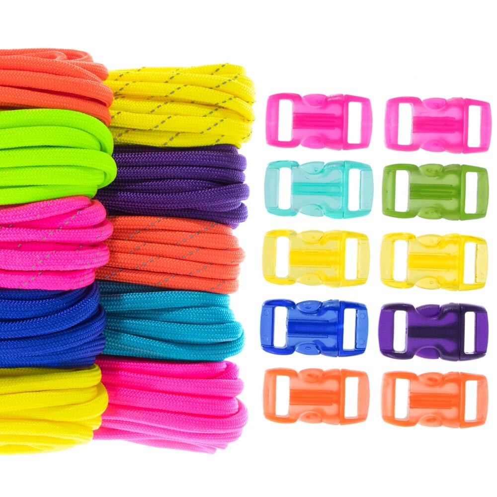Paracord DIY Bracelet Kit with Buckles - 100 FT Paracord Crafting Set