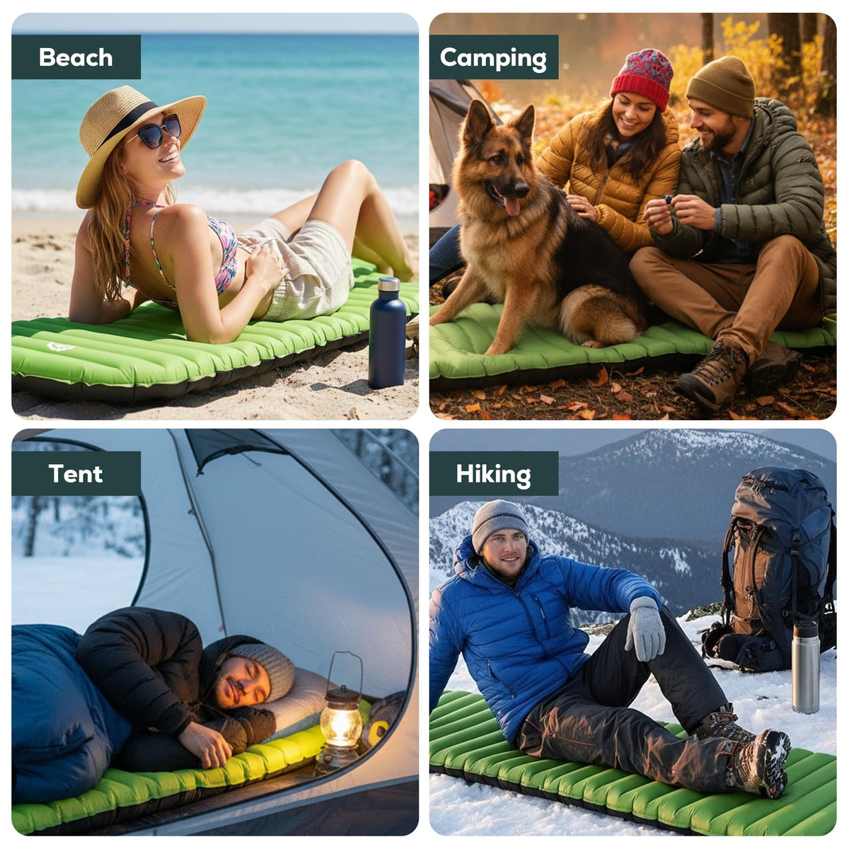 Ultralight Camping Sleeping Pad Inflatable Tent Mattress - 25oz Insulated